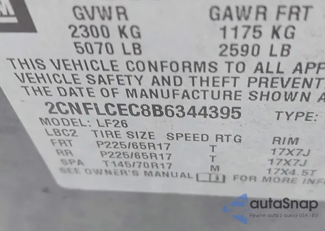 2011 Chevrolet Equinox Ls from USA, damaged, VIN 2CNFLCEC8B6344395